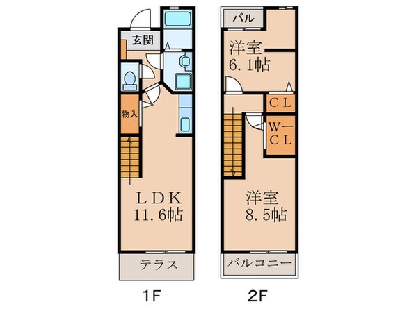 クレ－ル有瀬の物件間取画像